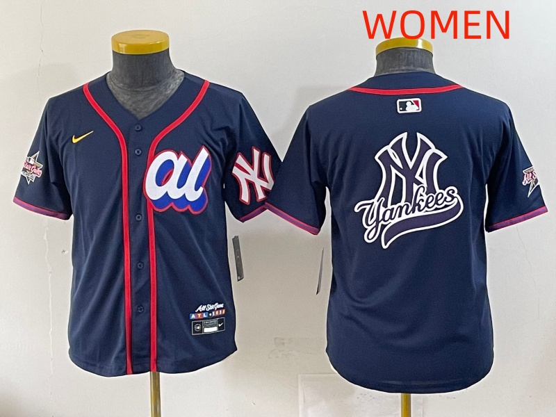 Women 2025 New York Yankees Blank Drak Blue All star Blank Blue Nike MLB Jersey style 7->women mlb jersey->Women Jersey